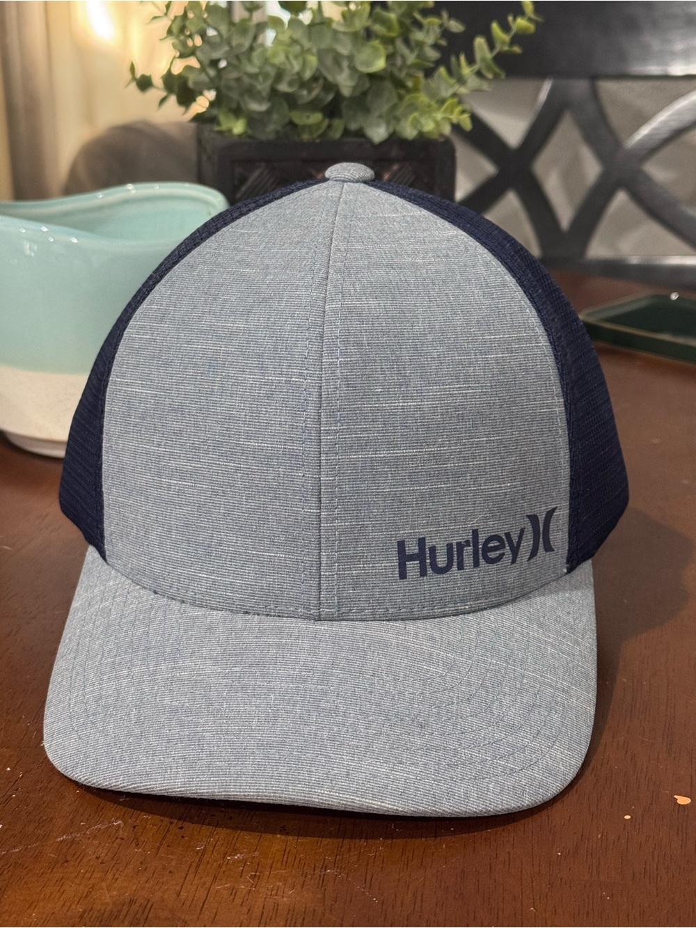 Hurley Heather Gray Front with Navy Mesh Trucker Hat